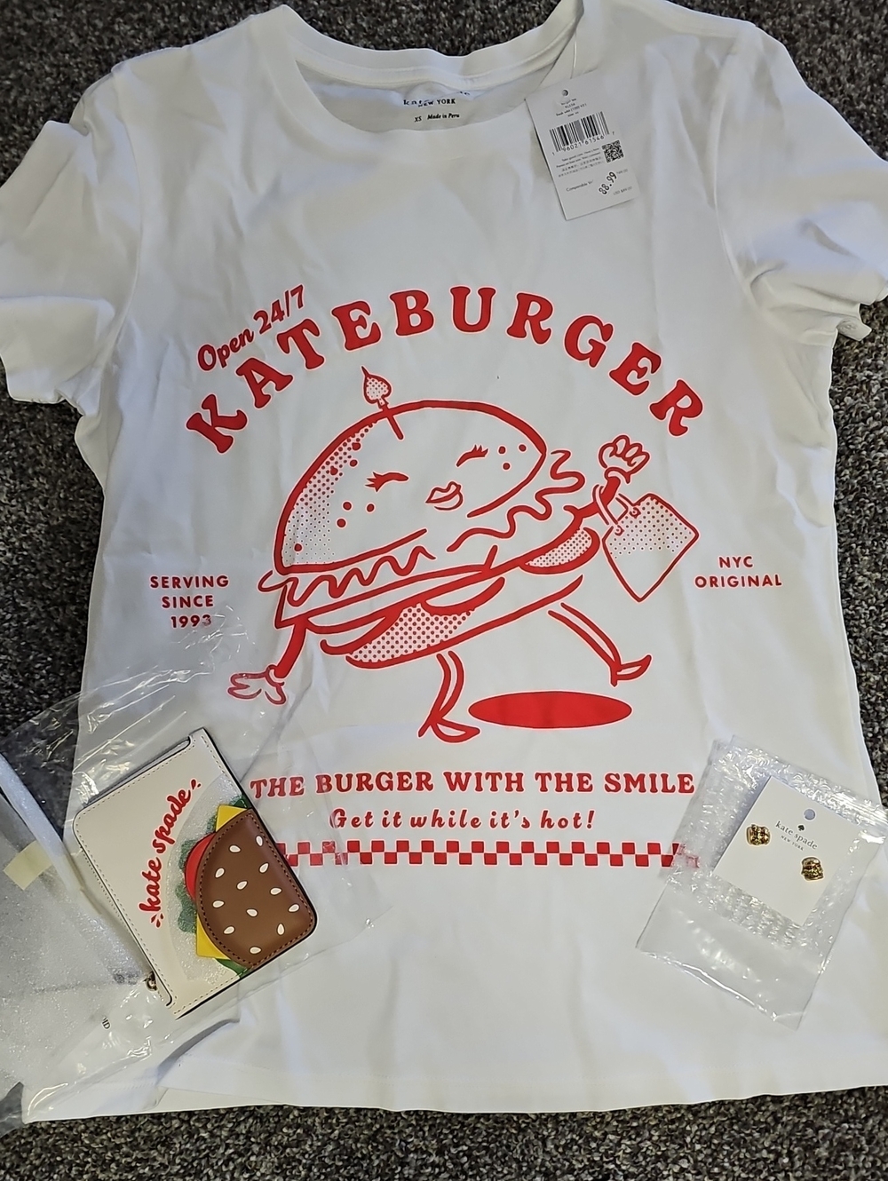 kate spade New York 'Kateburger' Bundle: Graphic Tee, Earrings And Wallet